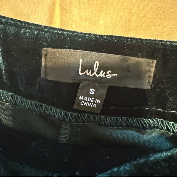 Lulus Green Velvet Pants High Rise Flare Size Small - Picture 6 of 14